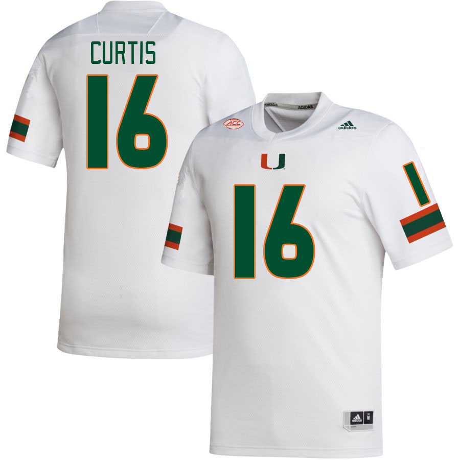 Men #16 Malik Curtis Miami Hurricanes College Football Jerseys Stitched-White - Click Image to Close